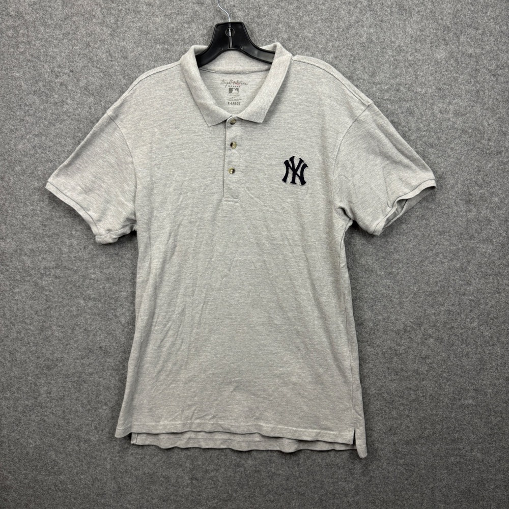 Wright & Ditson Mens New York Yankees MLB Polo Shirt Gray XL Embroidered Logo